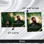 Green & Gold Funeral Program Template: 8-Page Memorial (Canva PDF)