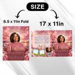 Pink & White Roses Funeral Program Template: 8-Page Memorial (Canva PDF)