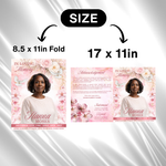 White & Pink Roses Funeral Program Template: 8-Page Celebration of Life (Canva, PDF Download)