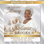 White Gold Funeral Announcement Flyer: Editable Canva Template (Digital Download)