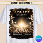 Memorial PNG, Black & Gold Heaven Background, Stairs to Heaven, Funeral Shirt Design (Instant Download)